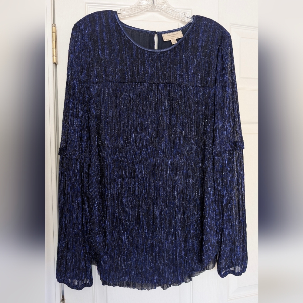 Anthropologie Moulinette Soeurs Metallic Blue Top